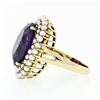 Image 5 : Vintage 14k Yellow Gold 7.13 ctw Oval Amethyst Solitaire & Pearl Halo Cluster Ri