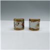 Image 2 : Set of 2 Hand Painted Porcelain Napkin Rings, Floral Design