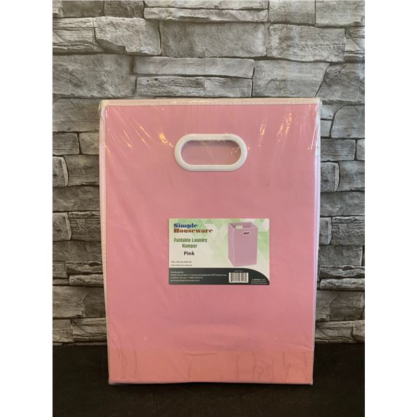 Simple Houseware Foldable Laundry Hamper Pink Colour