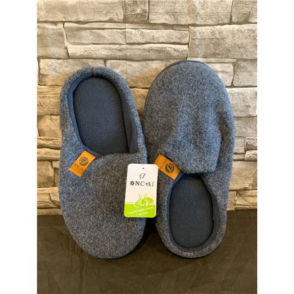 Mens Memory Foam Slippers with Arch Support - Size 9 Dark Blue