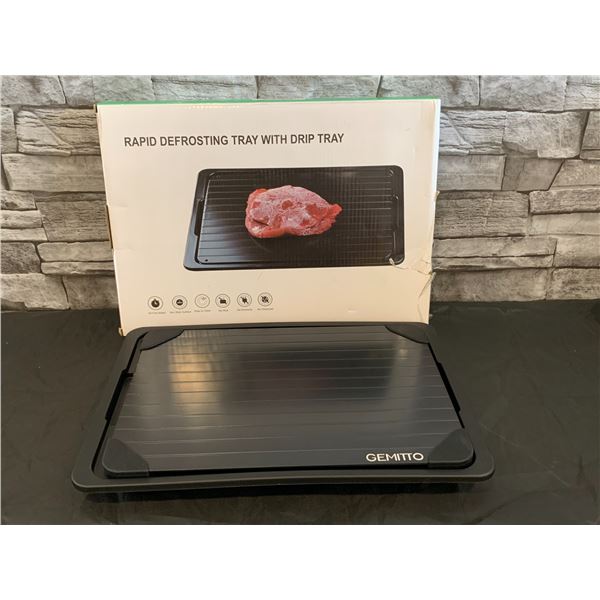 Rapid Defrosting Tray with Drip Tray - 13.6"x9.6"x1.4" -  Black