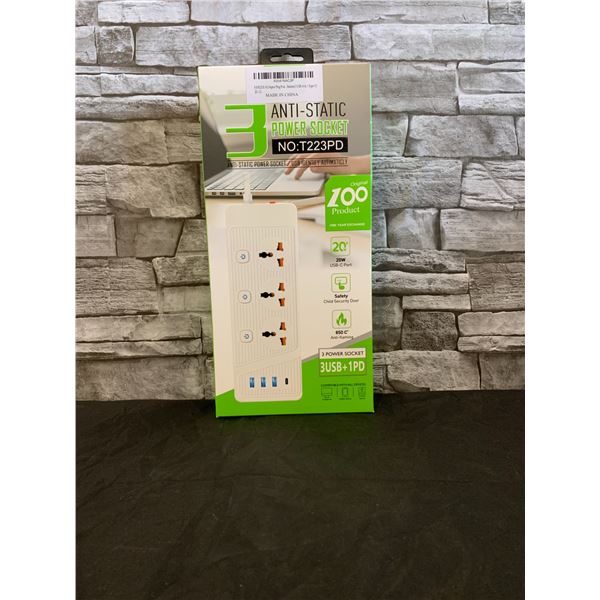 Anti-Static Power Socket - 3 Power Socket  - 3 USB - 1 Type C