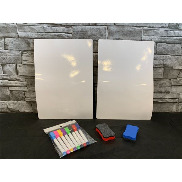 Magnetic Dry Erase Board with Markers & Erasers - 2 boards per pack