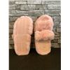 Image 1 : Women's Faux Fur Two Band Slippers - Pink - Size L