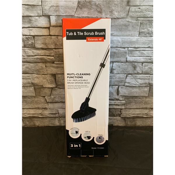 Tub and Tile Scrub Brush 3 in 1 Replaceable Brush Sponge Head