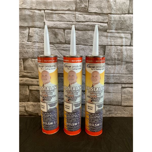 Lot of 3 Lap Sealant Self Leveling - Dicor Products - White Model: 501LSW-1