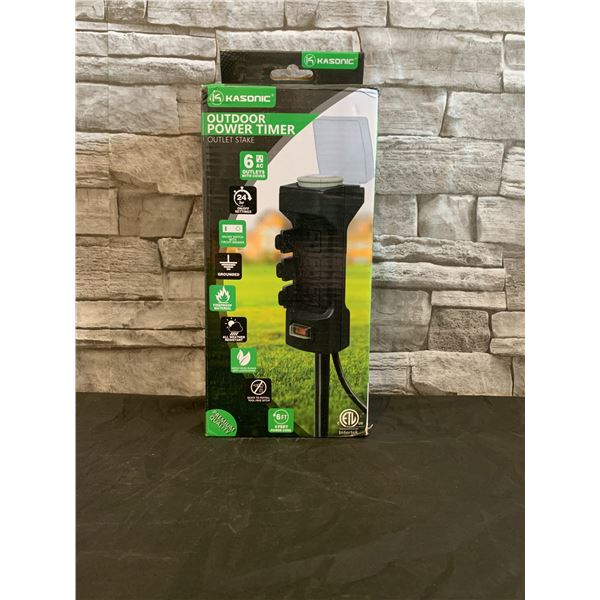 Kasonic Outdoor Power Timer Outlet Stake 6 Outlets 6 Ft Power Cord