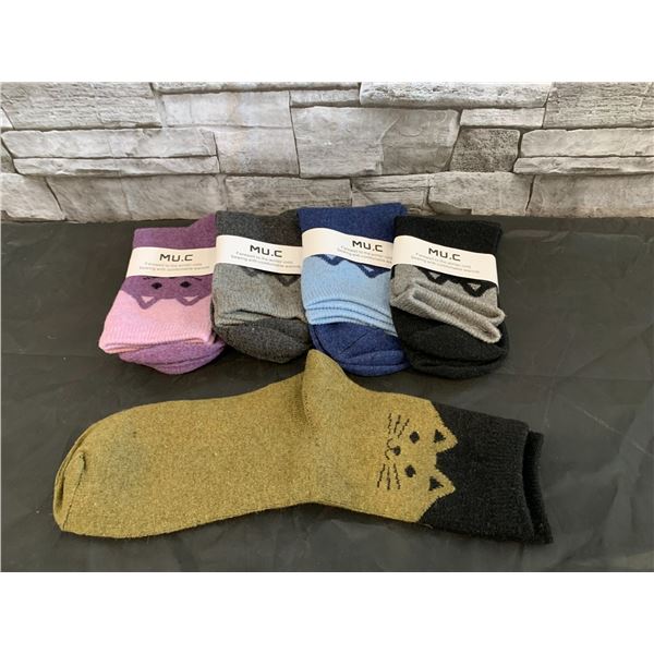 Wool Hiking Socks 5 Pairs Multi Colour