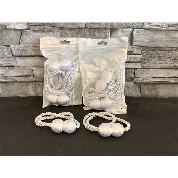 Magnetic Curtain Tie Back Tassel White 6 Pack