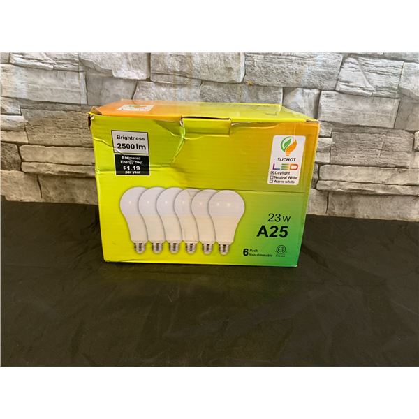 Suchot LED 6 Pack Non-Dimmable Light Bulbs 23w A25