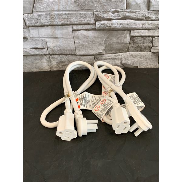 2 Pack Extension Cord 3Ft White