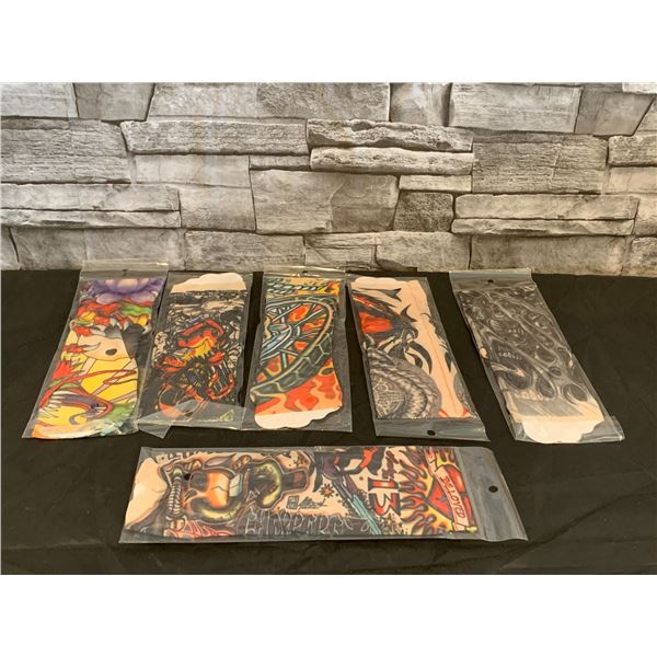 Lot of 2 - Fake Temporary Tattoo Sleeves - 6 pcs