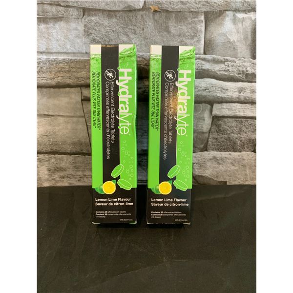Lot of 2 - Hydralyte Electorlyte Tablets - 20 tabs per pack - Lemon Lime Flavour - BB: 12 - 2026
