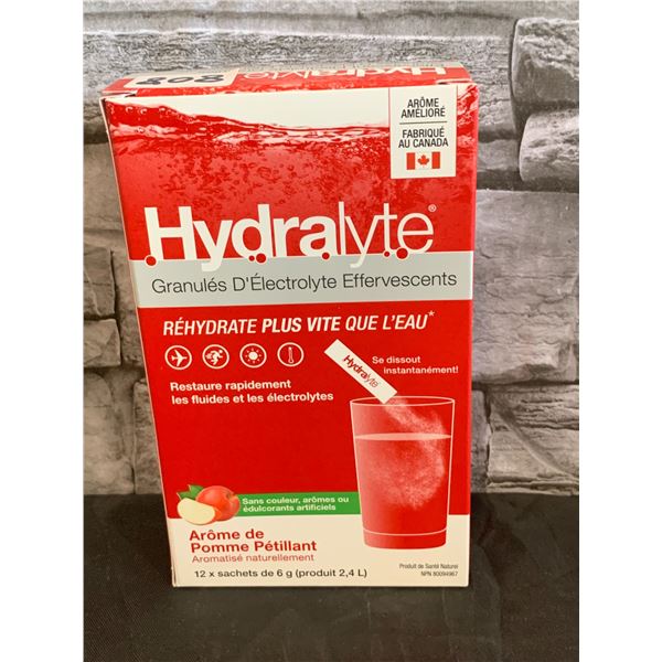 Hydralyte Electrolite - Sparkling Apple Flavour - 12 x 6g packets per package - BB: Aug 2026