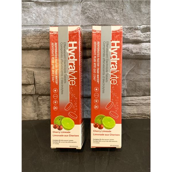 Lot of 2 - Hydralyte Electorlyte Tablets - 20 tabs per pack - Cherry Limeade Flavour - BB: 06 - 2026