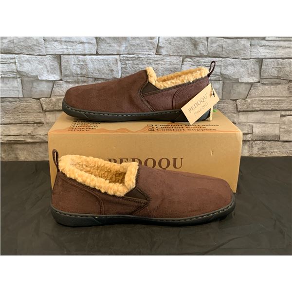 Pedoqu - Men's Slippers - Lamb's Wool - Chocolate Brown - Size 10