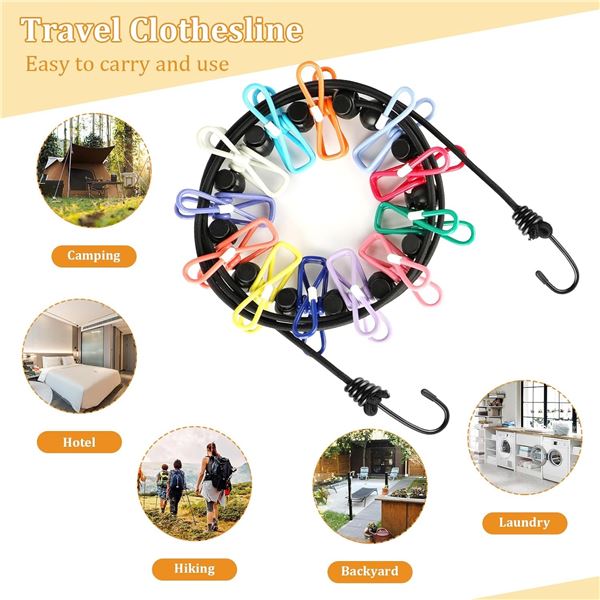 Portable Laundry Line - Includes 12 clips