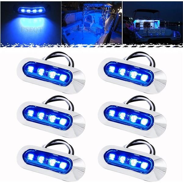 Waterproof Marine LED Lights - 3.8" - Blue - 6 pcs