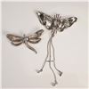 Image 2 : 2pc Insect Brooch Set with Rhinestones and Chain Accent