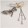 Image 3 : 2pc Insect Brooch Set with Rhinestones and Chain Accent