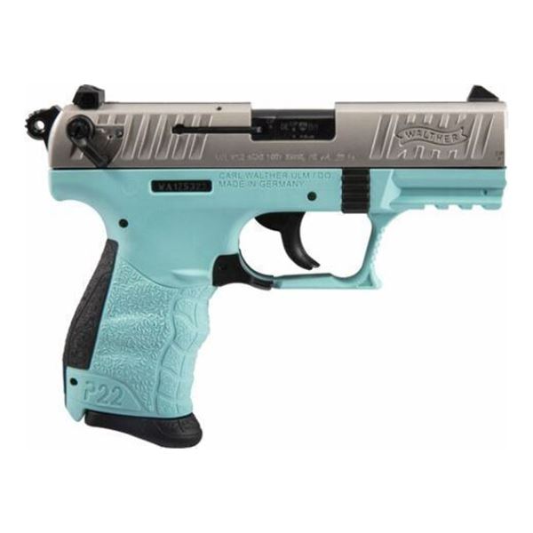 WALTHER P22 CA 22LR 3.42" AS 10-SHOT ANGEL BLUE POLYMER
