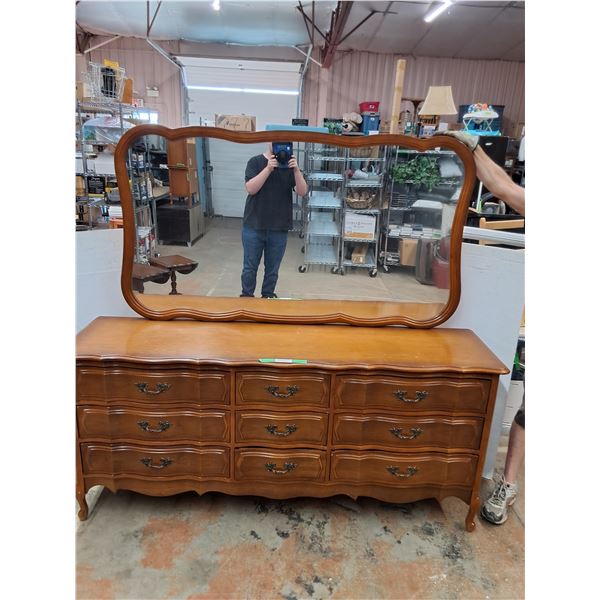 * Viscol French Provincial Nine Drawer Dresser w/ Mirror, 72" x 18" x 68", Cannot Ship