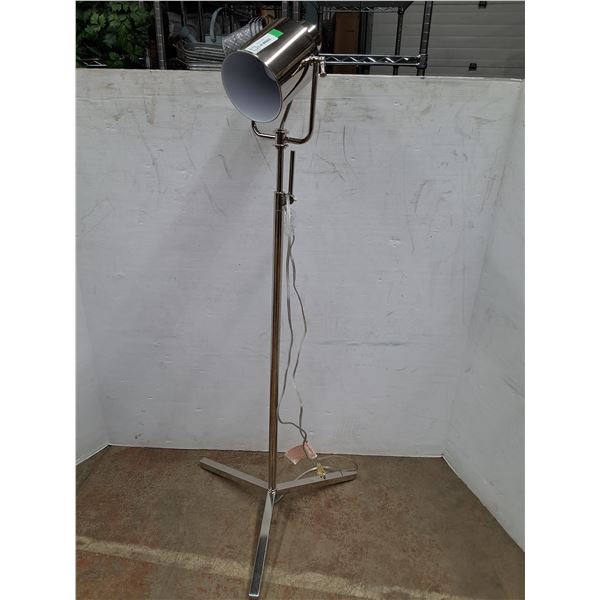 * Modern Silver Toned Floor Light Fixture - Adjustable, 53" Tall - CANNOT SHIP