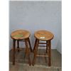 Image 1 : * (2) Wood Bar Stools - 13" Diameter Seat x 20" Tall - CANNOT SHIP