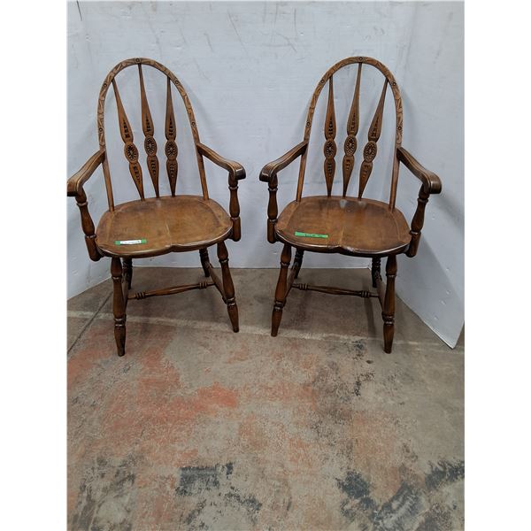 * (2) Wood Arm Dining Chairs - CANNOT SHIP