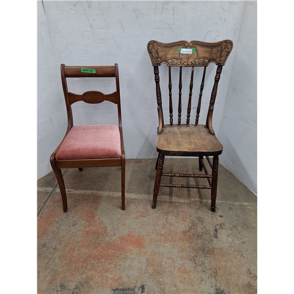 * (2) Vintage Chairs: Pressback Chair & MCM Chair - CANNOT SHIP