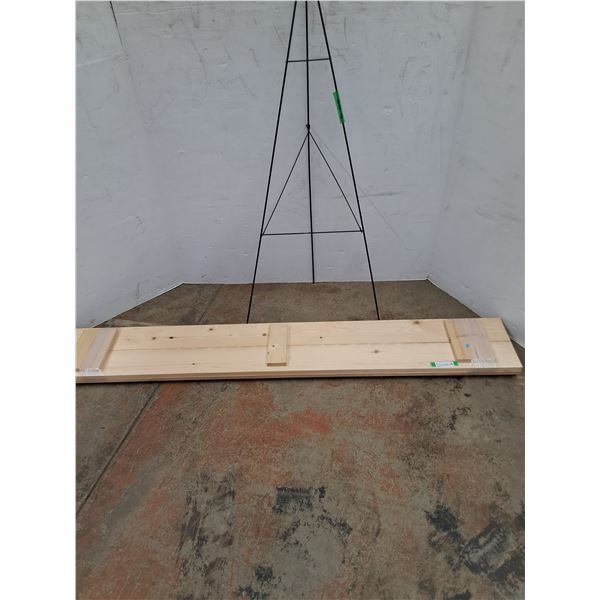 * (2) Wood Shelves - 72" Long x 11" Deep & Wire Plant Tripod Holder - 53" Tall - CANNOT SHIP