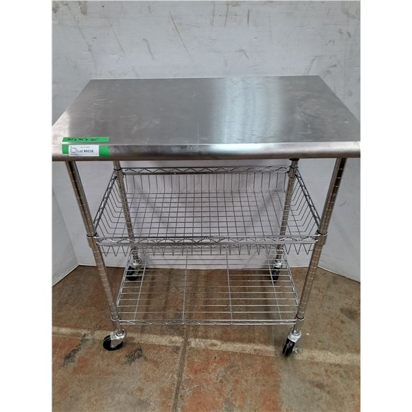 * Metal Rolling Kitchen Storage Table - CANNOT SHIP