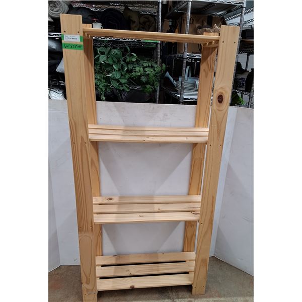 * Wooden Four Tier Shelving Unit - 64" x 31" x 14" - CANNOT SHIP