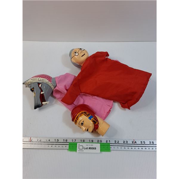 (3) Little Red Riding Hood Hand Puppets (Little Red Missing Puppet Part, Head Only)