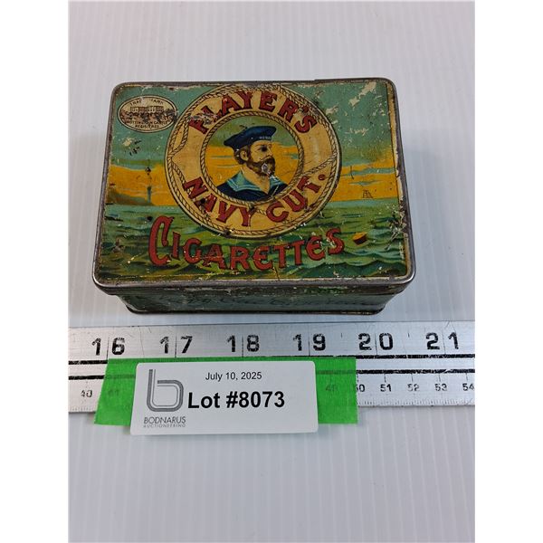 Player's Navy Cut Cigarette Tin - Some Wear - 4.5" x 5" x 1.5"