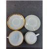 Image 4 : (2) Fire King Milk Glass w/Gold Trim Tea Cup & Saucer Set