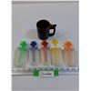 Image 1 : (5) Retro Kool-Aid Popsicle Makers (Yellow Handle Fixing) & Ceramic Milk Mug