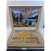 Image 1 : (2) Oil Paintings of Forest Scenes in Wood Frames - 28" x 22"