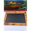 Image 4 : Black Velvet Mountain Painting (33.5" x 16") & Chalk Board (19" x 12") -  PICK UP ONLY