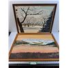Image 1 : (2) Oil Paintings: Mountain & Winter Scene - 30" x 24"  -  PICK UP
