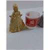 Image 3 : (2) Ceramic Renaissance Lady Figurines and Fire King Mug
