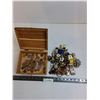 Image 1 : Cedar Wooden Jewelry Box with Jewelry & Coins Content