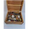 Image 4 : Cedar Wooden Jewelry Box with Jewelry & Coins Content