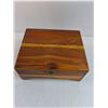 Image 5 : Cedar Wooden Jewelry Box with Jewelry & Coins Content