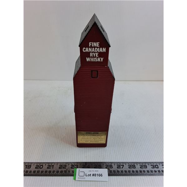 Fine Canadian Rye Whiskey "Spirit of Saskatchewan" Commemorative Grainery Bottle - Empty