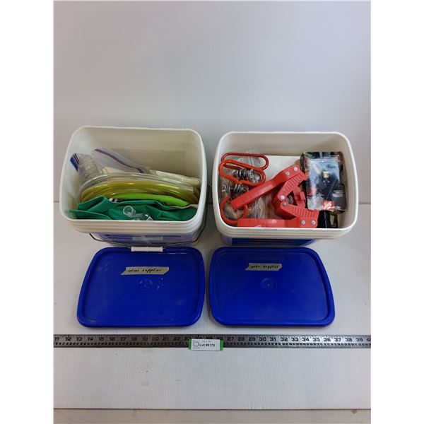 (2) Pails of Assorted Wine Making Supplies