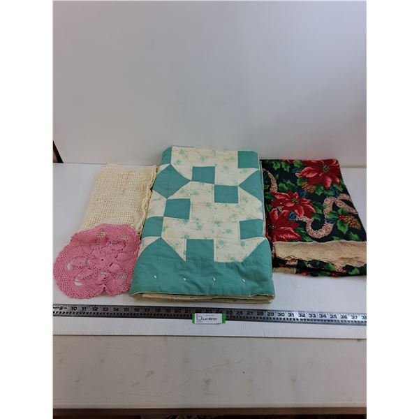 Vintage Table Linens, Runner, Doily - Some Stains