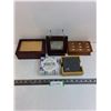 Image 1 : (2) Wooden Trinket Boxes, Photo Album, 2 Sets of 4 Ceramic Coasters