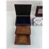 Image 2 : (2) Wooden Trinket Boxes, Photo Album, 2 Sets of 4 Ceramic Coasters
