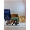 Image 1 : Assorted Picture Holders, Wooden Box, Pepsi Crate, Storage Bag, Wooden Circles